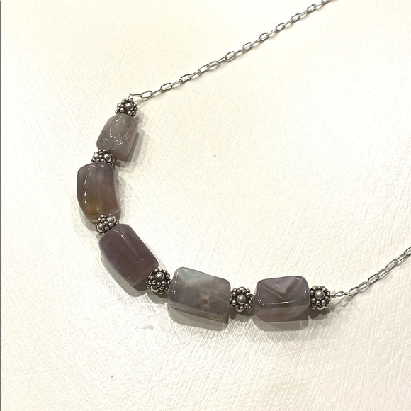 Handcrafted Amethyst and Sterling Silver Necklace - Picture 2 of 5